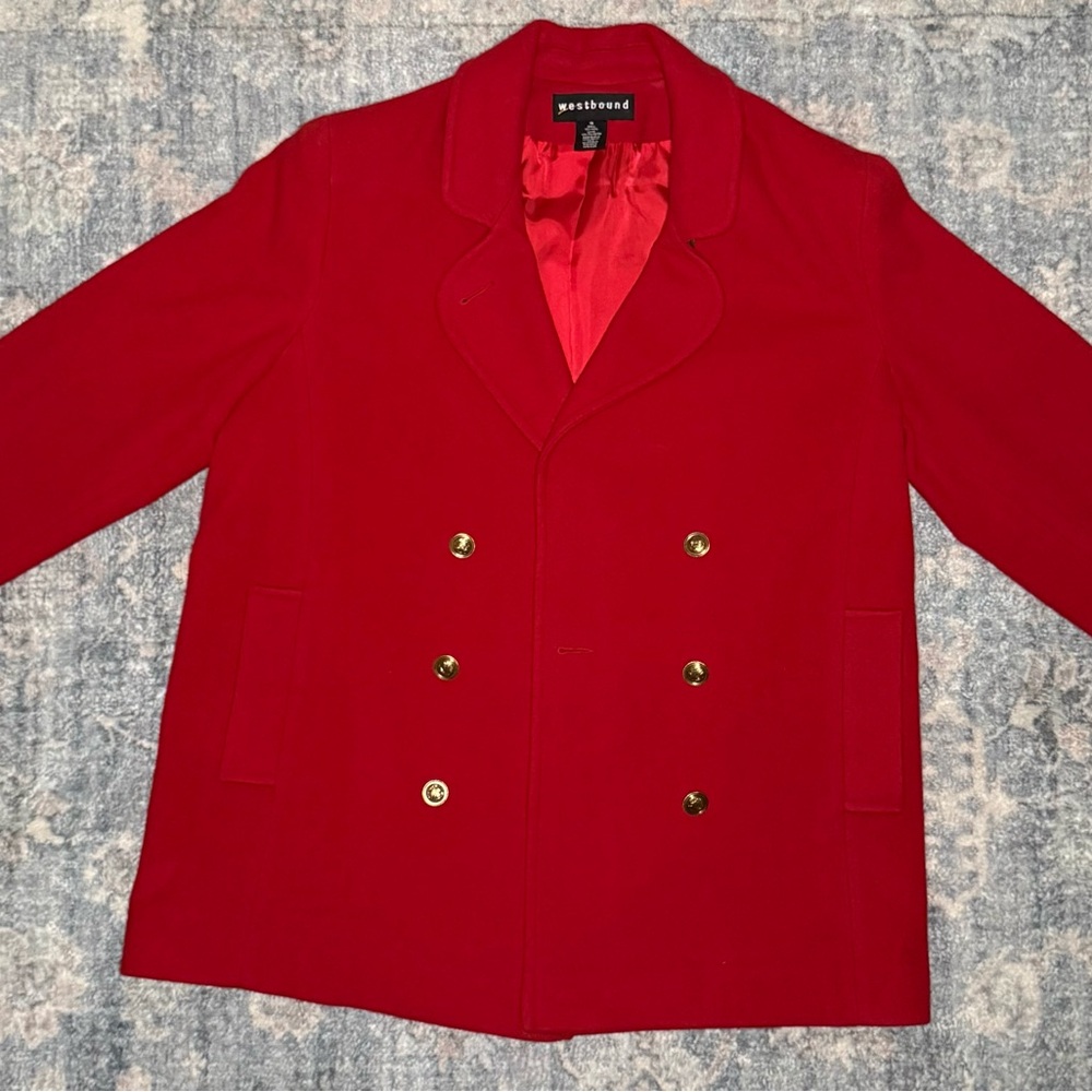 Westbound Red Wool Peacoat Jacket Size 16 Women’s